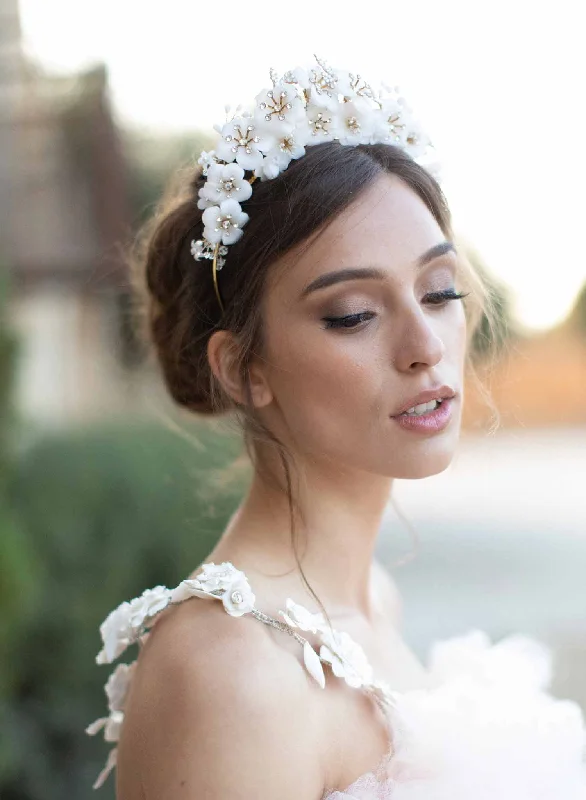 hairbands for casual chic looks-Alabaster flower crown - Style #2010