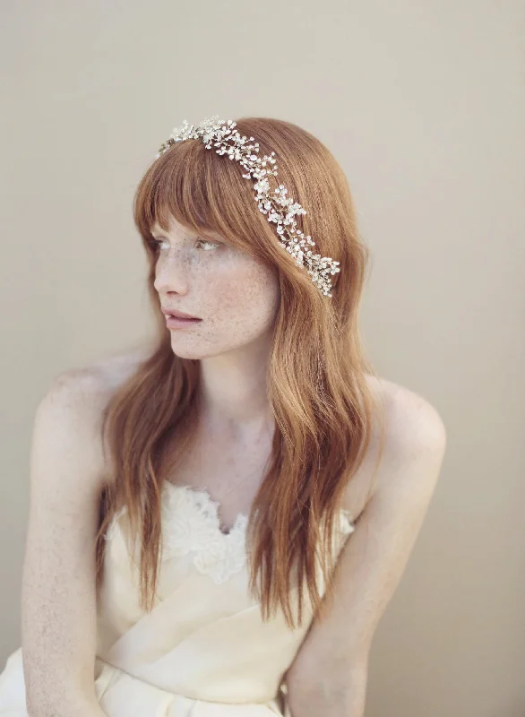 satin headbands for formal outfits-Baby's Breath crystal hair vine - Style # 336