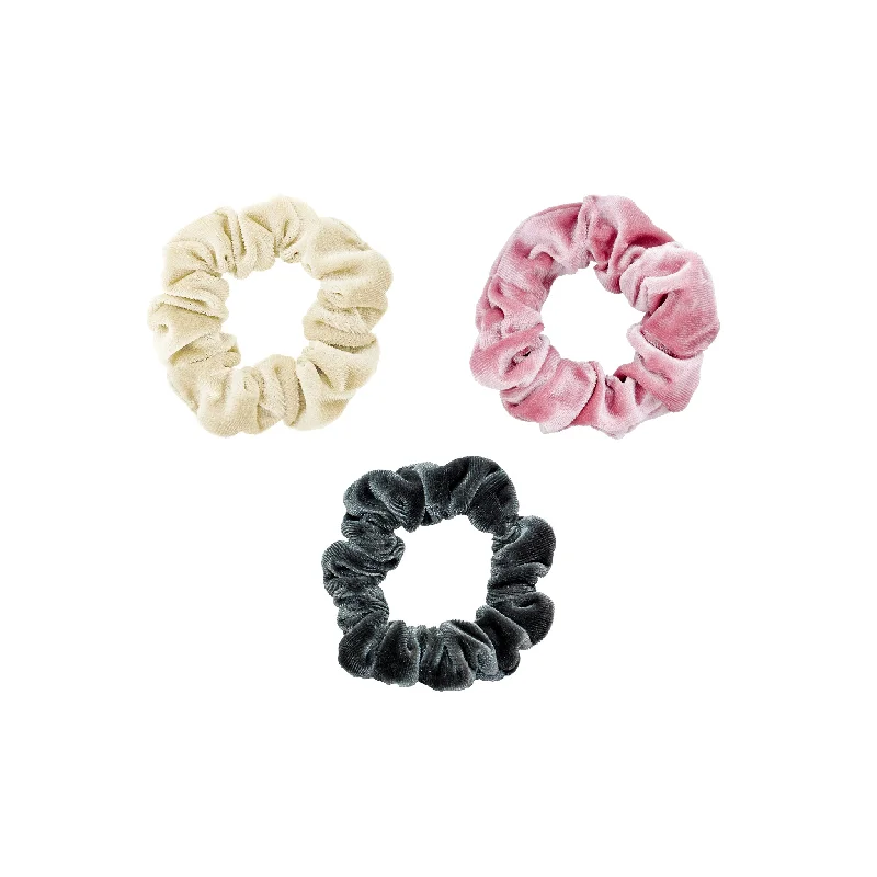 floral pins for wedding hairdos-Bathrobe Velvet Scrunchies 3-Pack