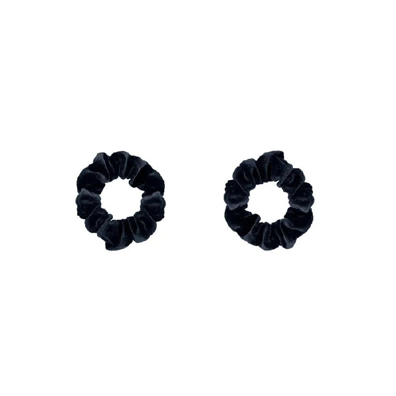 leather hair accessories for women-Black Velvet Scrunchies 2-Pack