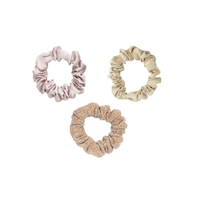 long hair accessories for special events-Blush Stardust Satin Scrunchies 3-Pack