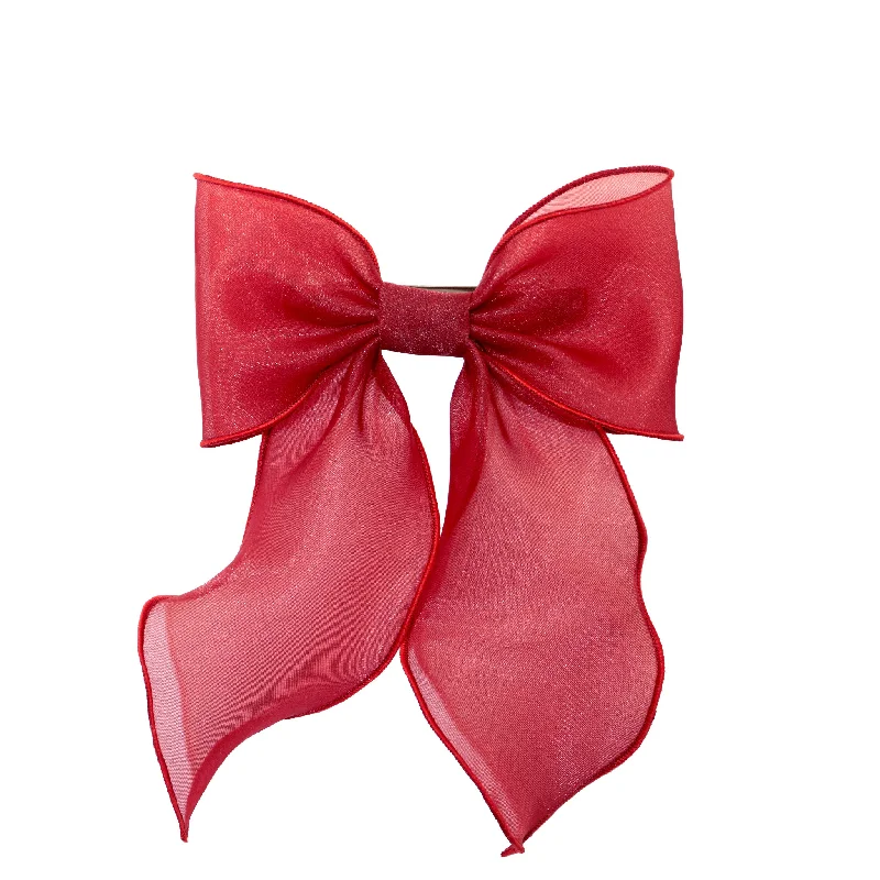 modern rhinestone clips for fashion-Bow Barrette in Cherry Kiss