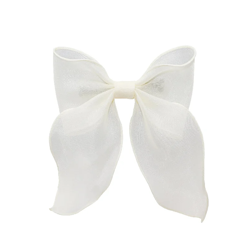 luxury hair accessories for wedding-Bow Barrette in Oyster