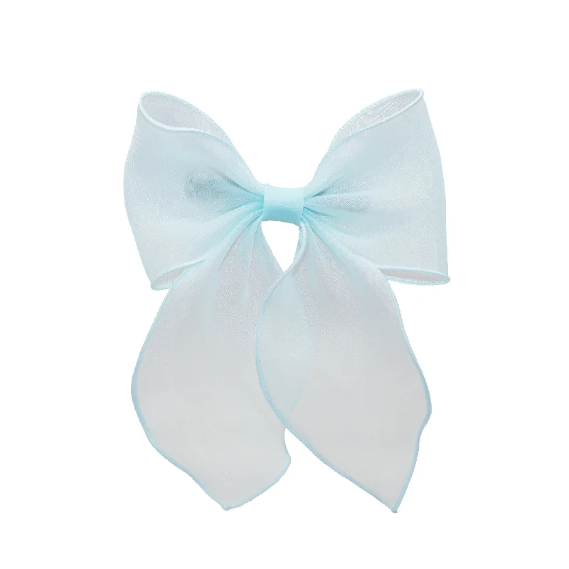 trendy hair accessories 2025-Bow Barrette in Pale Blue