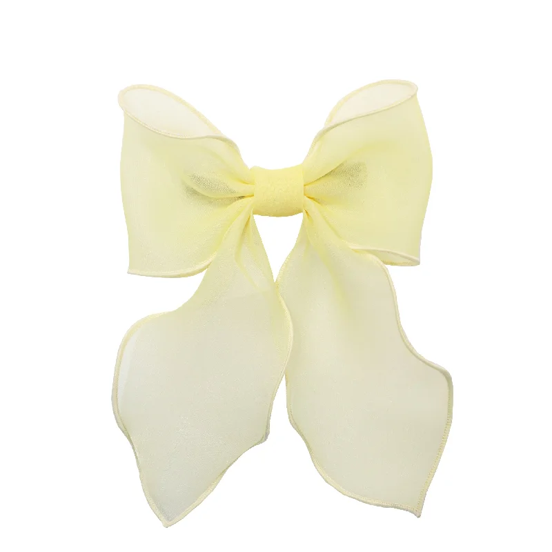 stylish clips for short bob hairstyles-Bow Barrette in Pale Yellow