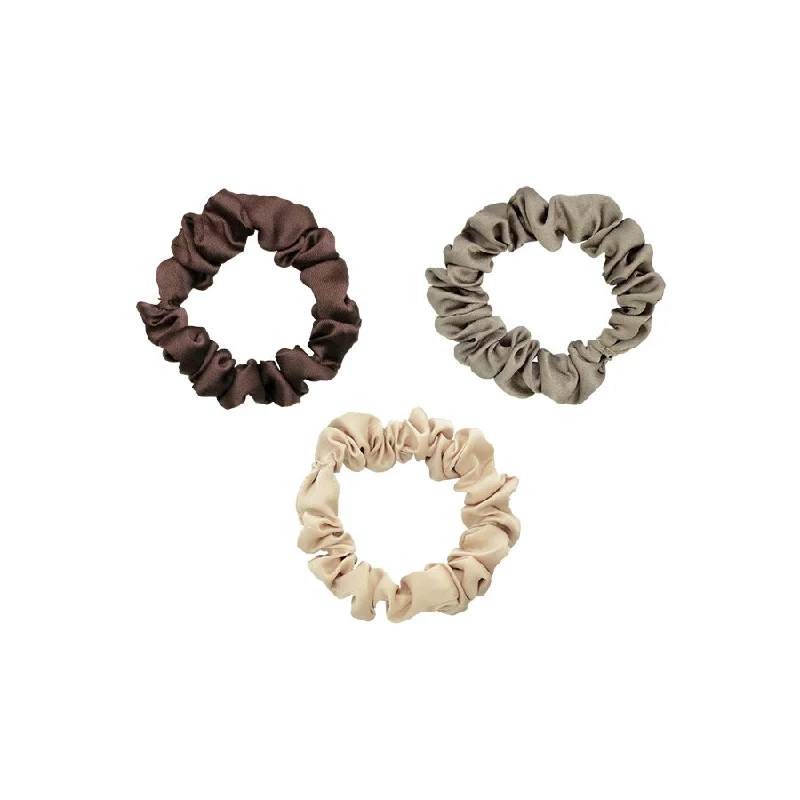 metal hair clips for long hair-Brown Ombre Satin Scrunchies 3-Pack