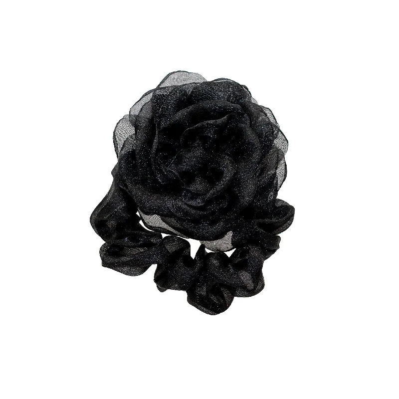 silk hair ties for no damage to hair-Camellia Scrunchie in Dusk