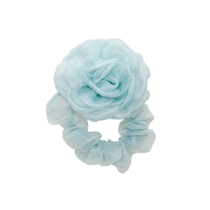 trendy hairpins for easy updos-Camellia Scrunchie in Pale Blue