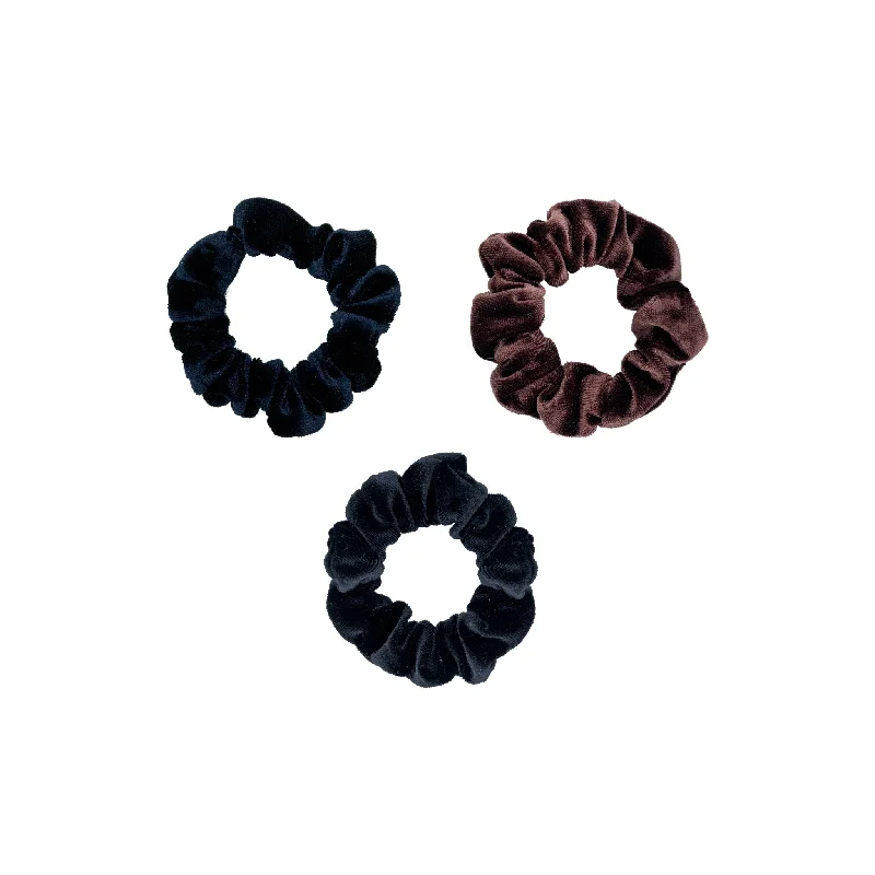 sparkly hair accessories for prom-Classic Velvet Scrunchies 3-Pack