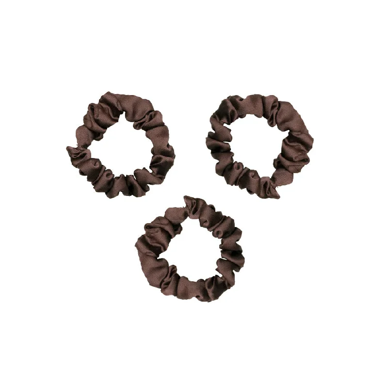 fancy hair clips for special events-Cocoa Satin Scrunchies 3-Pack