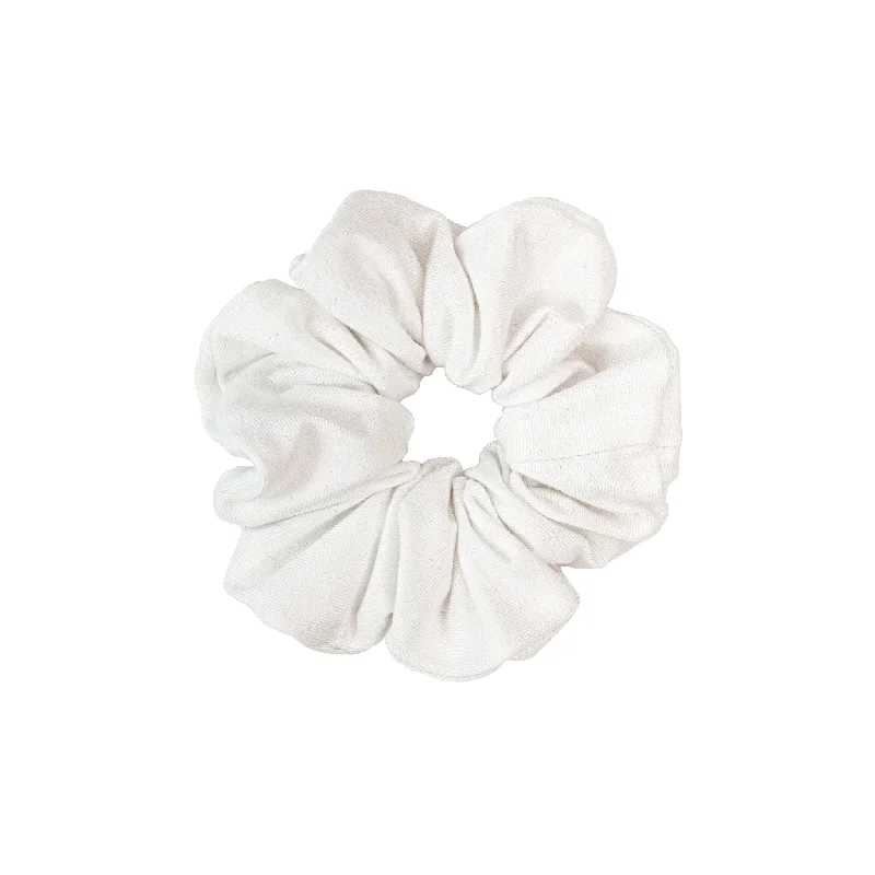 hair accessories for thick curly hair-Cotton Scrunchie in Gardenia