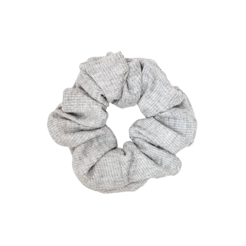 flower hair accessories for weddings-Cotton Scrunchie in Ribbed Heather Grey