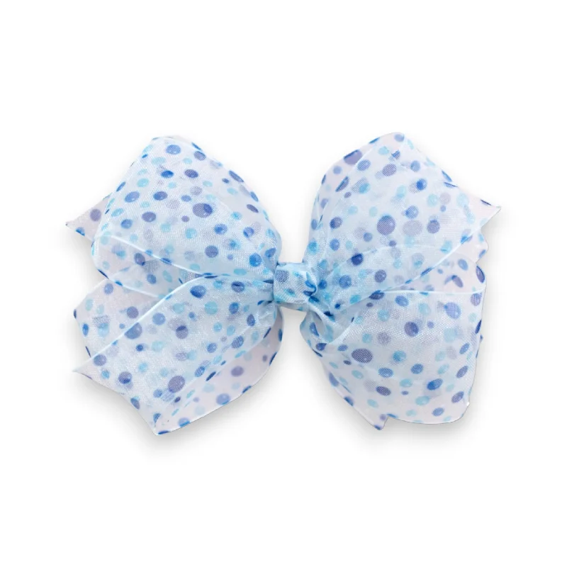 unique hair combs for everyday use-Summer Crystal Dotted Tulle Large Bow Hair Clip