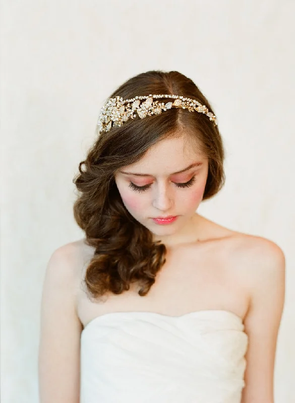 hairbands for casual chic looks-Double band golden tiara - Style #147