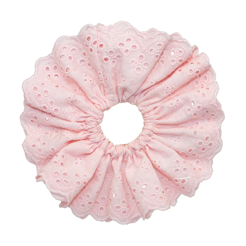 fun hair accessories for summer outfits-Eyelet Scrunchie in Cherry Blossom