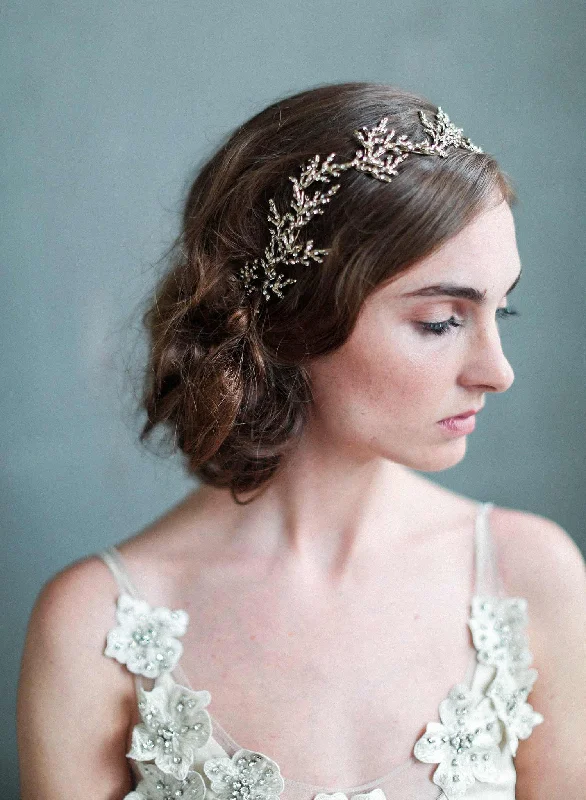 oversized headbands for fashion trends-Gilded crystal encrusted branch headpiece - Style #707