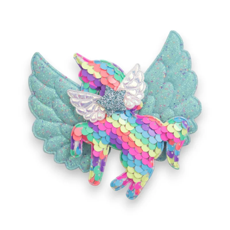 cute butterfly hair clips for girls-Summer Crystal Sparkling Glitter Wings Sequins Unicorn Hair Clip