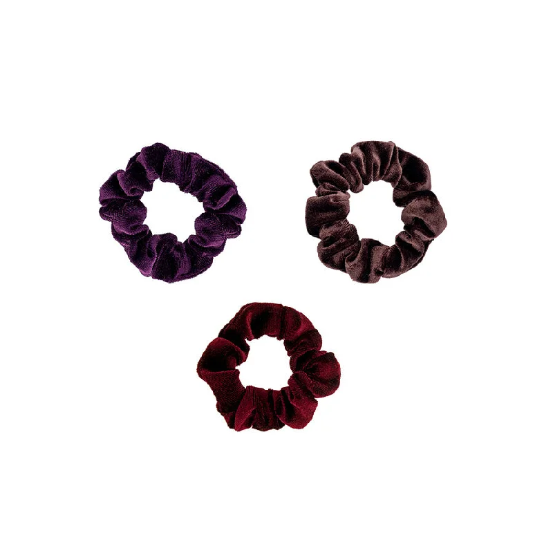 stylish hair pins for weddings-Grapetini Velvet Scrunchies 3-Pack