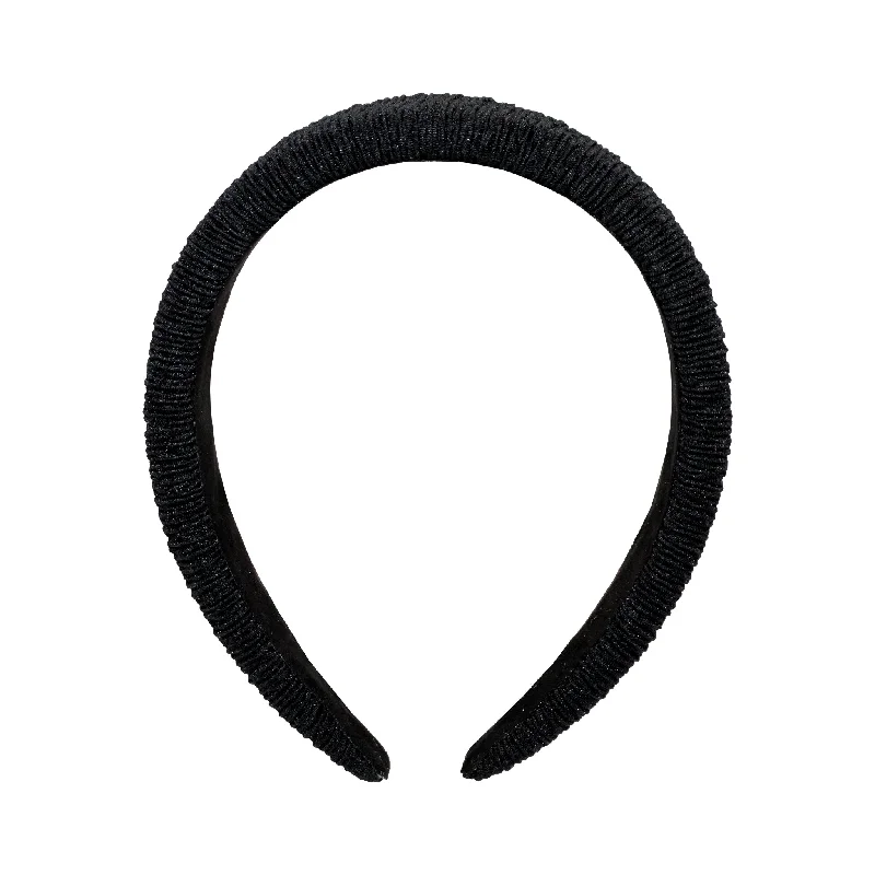 elegant hair combs for evening-Halo Headband in Black Ruffle