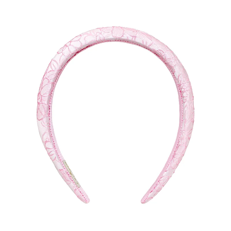 fun clip-in hair accessories for kids-Halo Headband in Pink Embroidery