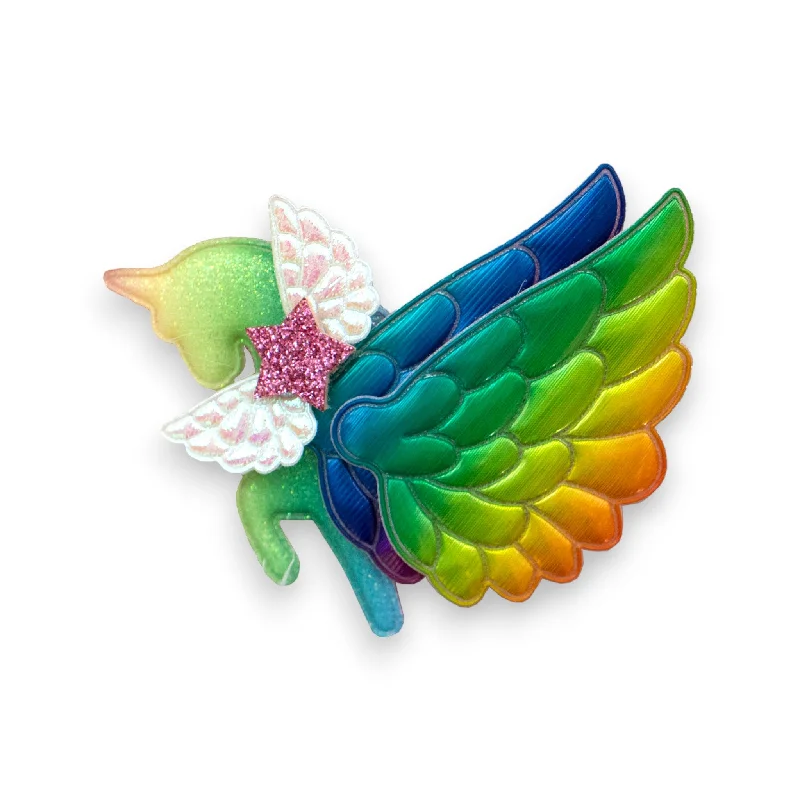 mini hair clips for short haircuts-Summer Crystal Rainbow Gradient Glitter Unicorn Hair Clip