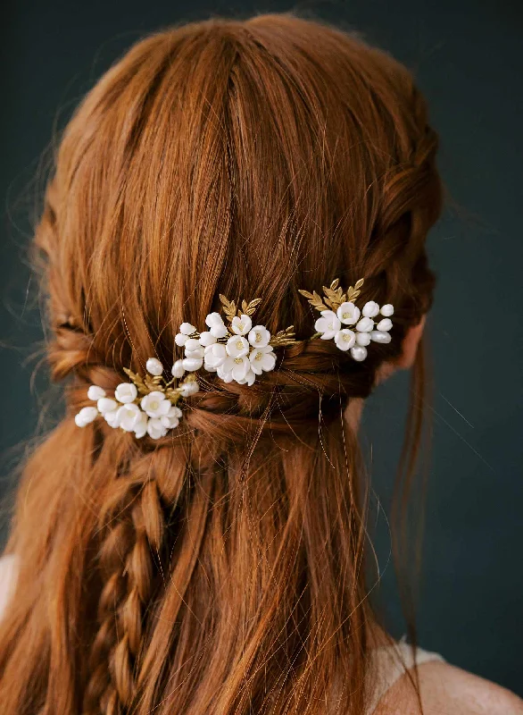 unique bridal hair accessories-Lilac blossoms set of 3 - Style #2416