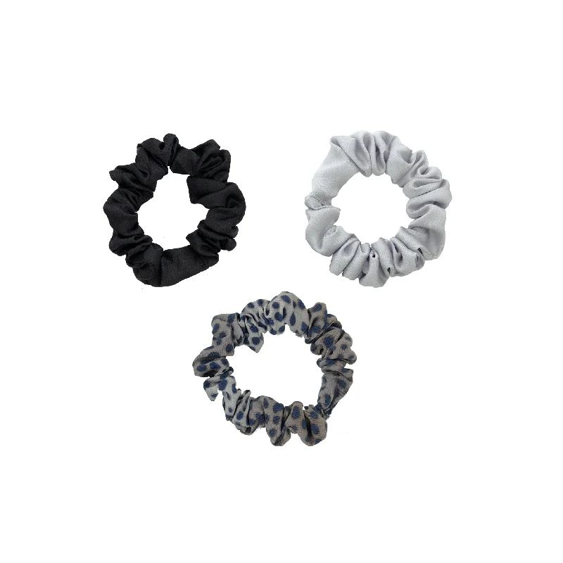 oversized hair clips for thick hair-Midnight Safari Satin Scrunchies 3-Pack