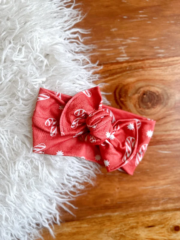 chunky hairbands for bold looks-Mini Tieband - Red Candy Cane