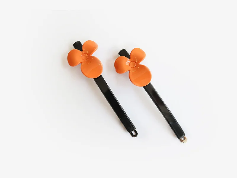 glamorous hairpins for evening wear-Natasha Clips in Orange