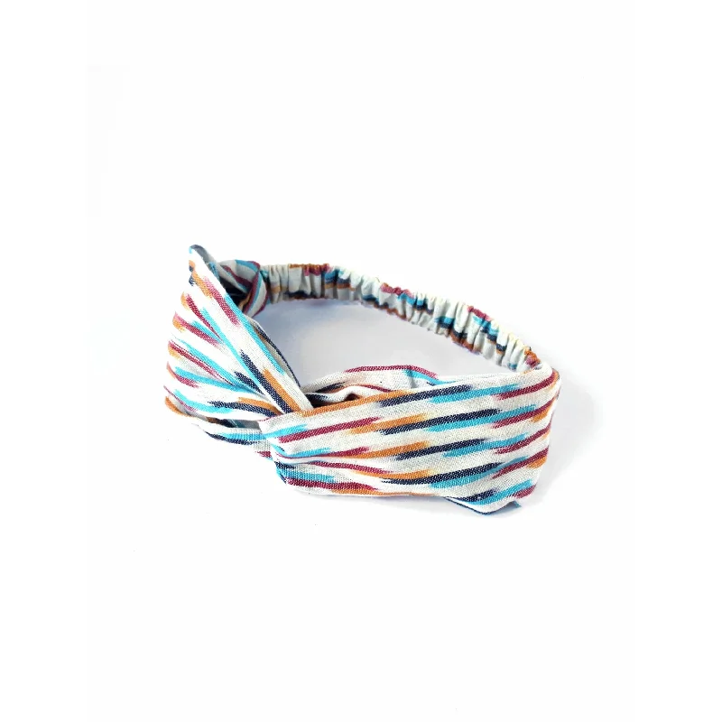 braided hair ties for casual chic look-Organic Cotton Twist Headband - Multi Colour Stripe