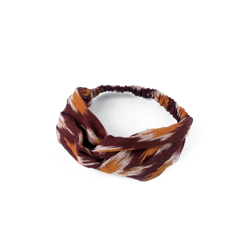 creative hair accessories for DIY styling-Organic Cotton Twist Headband - Garnet and Orange