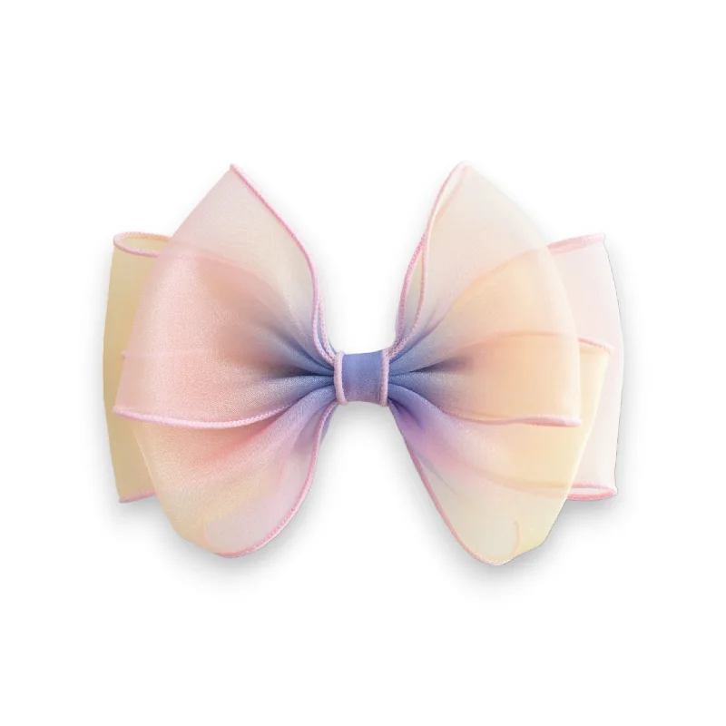 cute hair clips for toddlers-Summer Crystal Organza Large Bow Hair Clip - For Girls and Women