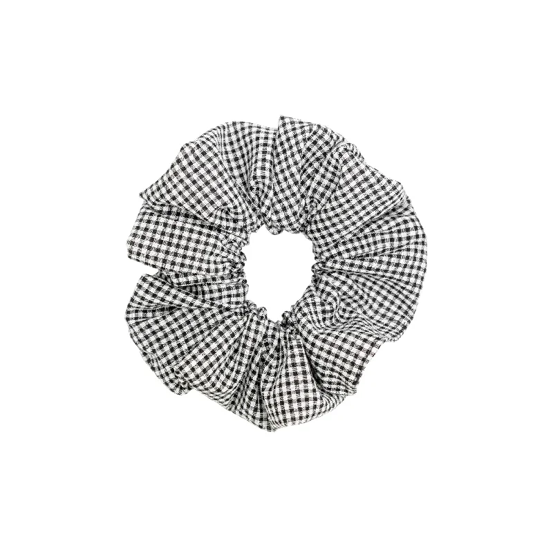 DIY hair accessories for bridesmaids-Picnic Scrunchie in Black & White Gingham