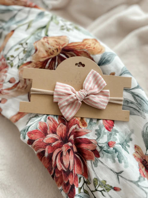 chic hairbands for office wear-Pop Ya Tot Bow Headband - Pink Stripe