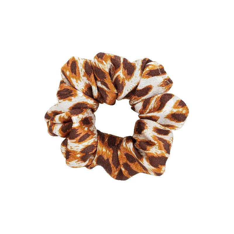 boho hair accessories for women-Printed Scrunchie in Copper Leopard