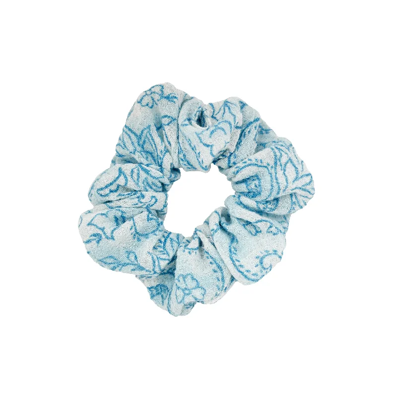 satin hairbands for smooth hairstyles-Printed Scrunchie in Portofino