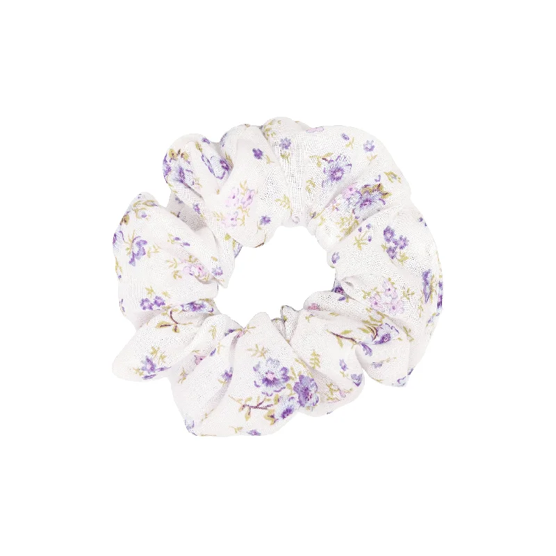 pink hair accessories for young girls-Printed Scrunchie in Wisteria