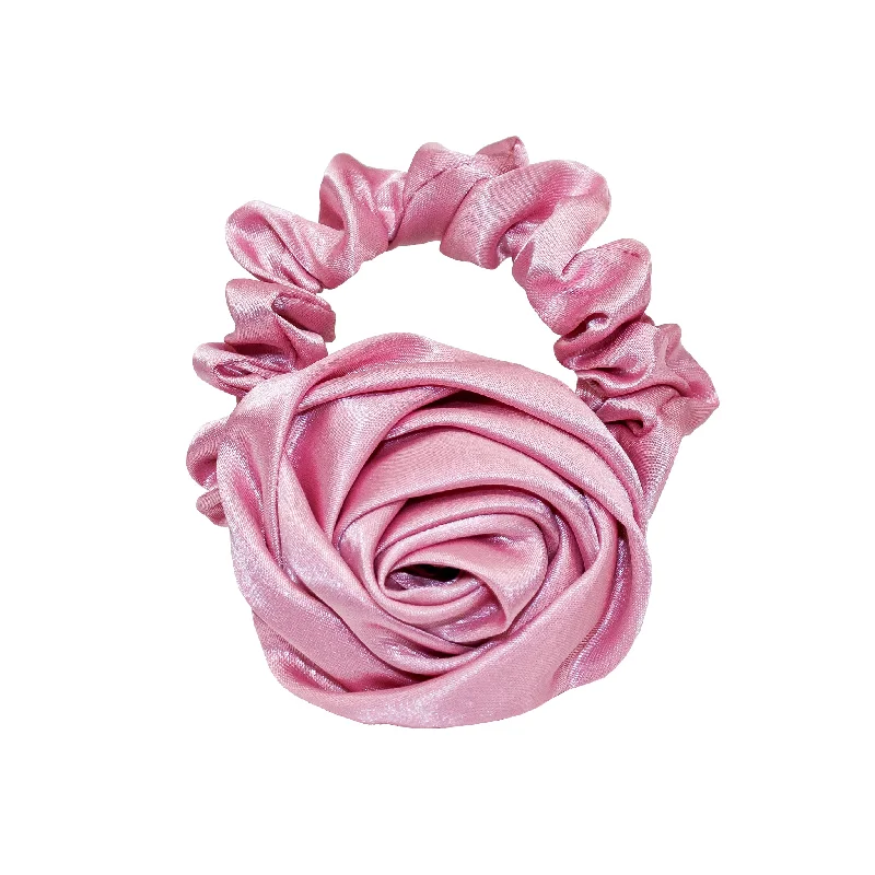 simple but elegant hair accessories-Rosette Scrunchie in Candy Pink