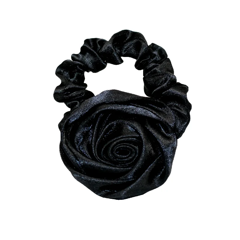 designer hair accessories for formal events-Rosette Scrunchie in Noir