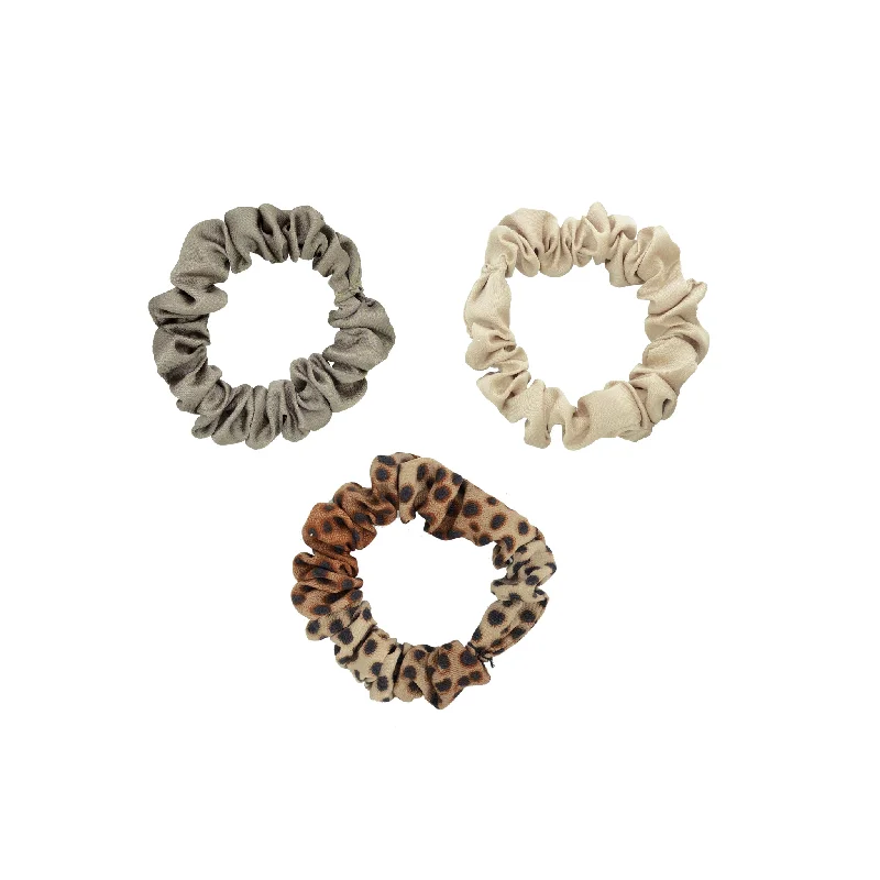 oversized headbands for fashion trends-Safari Satin Scrunchies 3-Pack