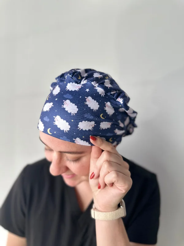 curly hair accessories for styling-Scrub Hat - Counting Sheep