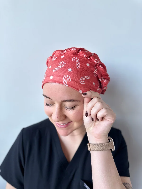 handmade hair accessories for unique style-Scrub Hat - Red Candy Canes