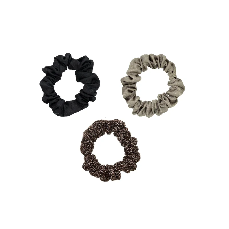 hair accessories for curly textured hair-Smokey Stardust Satin Scrunchies 3-Pack