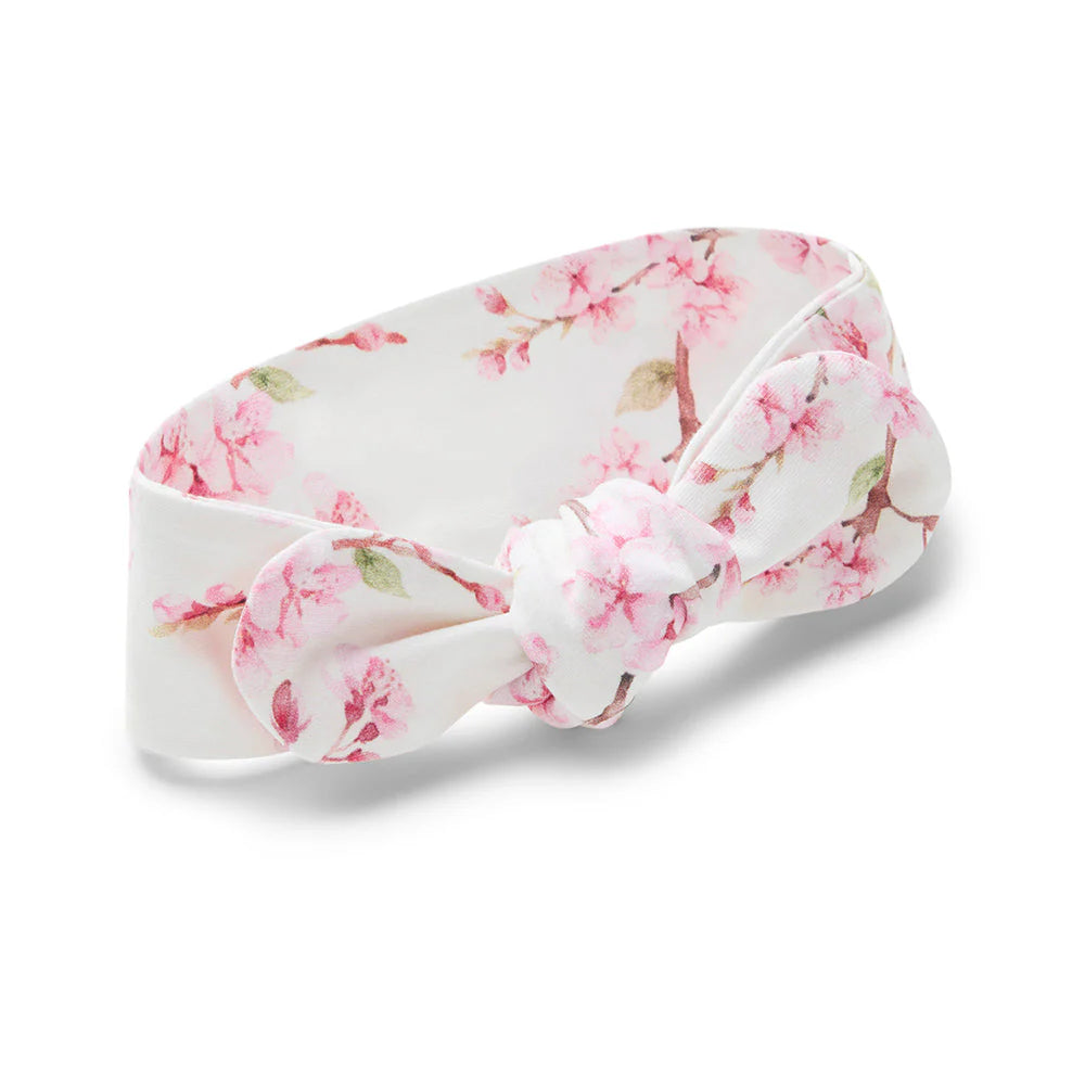 DIY hair accessories for bridesmaids-Snuggle Hunny Organic Top Knot Headband -Cherry Blossom