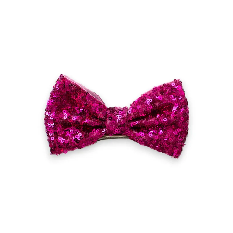 colorful bobby pins for daily use-Summer Crystal Sparkling Sequins Top Large Bow Hair Clip For Girls