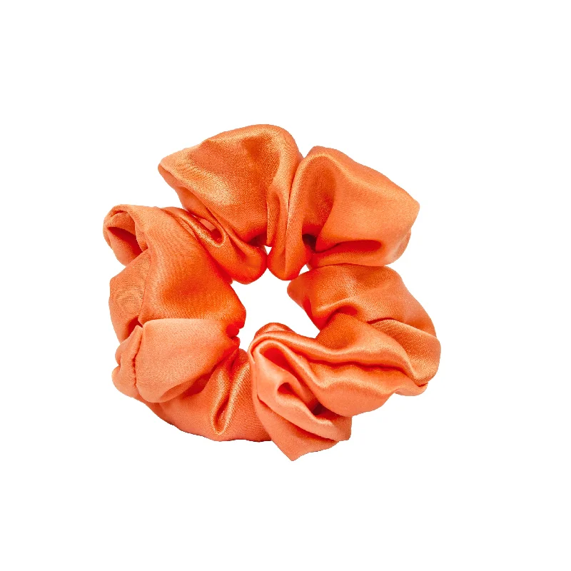 clear hair clips for thin hair-Sweet Dreams Silk Scrunchie in Pumpkin