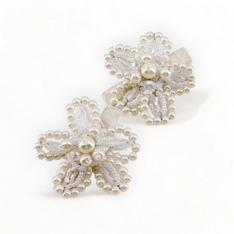 hair accessories for fine hair-The Garden Party Pearl flower Clip Set