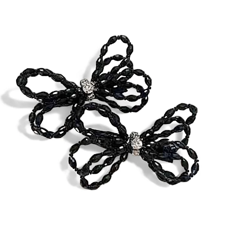 flower clip accessories for casual look-The Darlene Girls Crystal Bow Clip