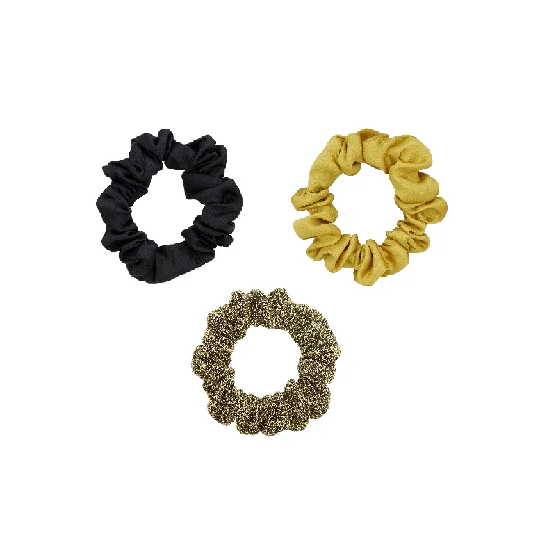 silver hair accessories for women-Topaz Stardust Satin Scrunchies 3-Pack