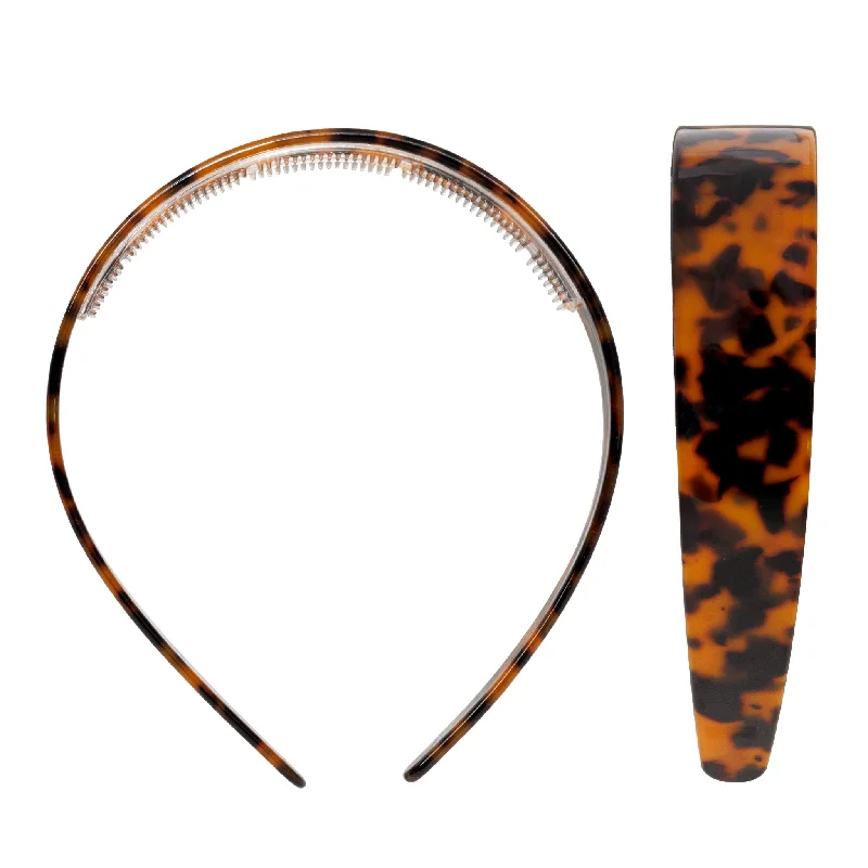 hair accessories for curly textured hair-Wide Starlet Headband in Tortoise